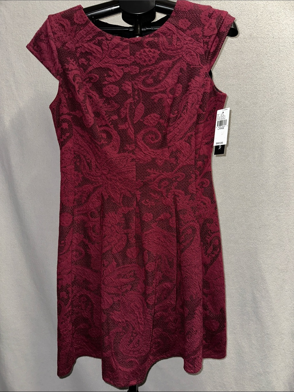 NWT AB Studio Burgundy Textured Fit & Flare Dress